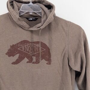 The North Face Mens Large Hoodie Brown Grizzly Bear Graphic Pullover Gorpcore